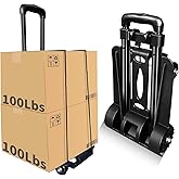 Folding Hand Truck-200 Lbs Trolley Utility Cart, Portable 4-Wheels Lightweight Utility Cart,90KG Heavy Duty Luggage Cart for