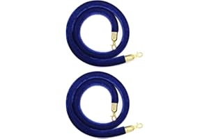 LVYIHAN 2 Pack Velvet Stanchion Rope Blue, 5 Ft Crowd Control Ropes Barrier with Gold Hooks, Hanging VIP Rope for Party Decoration