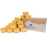 Bluecorn Beeswax Tea Light Candles, 100% Pure Natural Bees Wax, Yellow Tea Lights, Fragrance Free, Paraffin & Soy Free Candle Wax, Clean Burning, Long Lasting (4-5 Hrs), American Made, 24 Pack