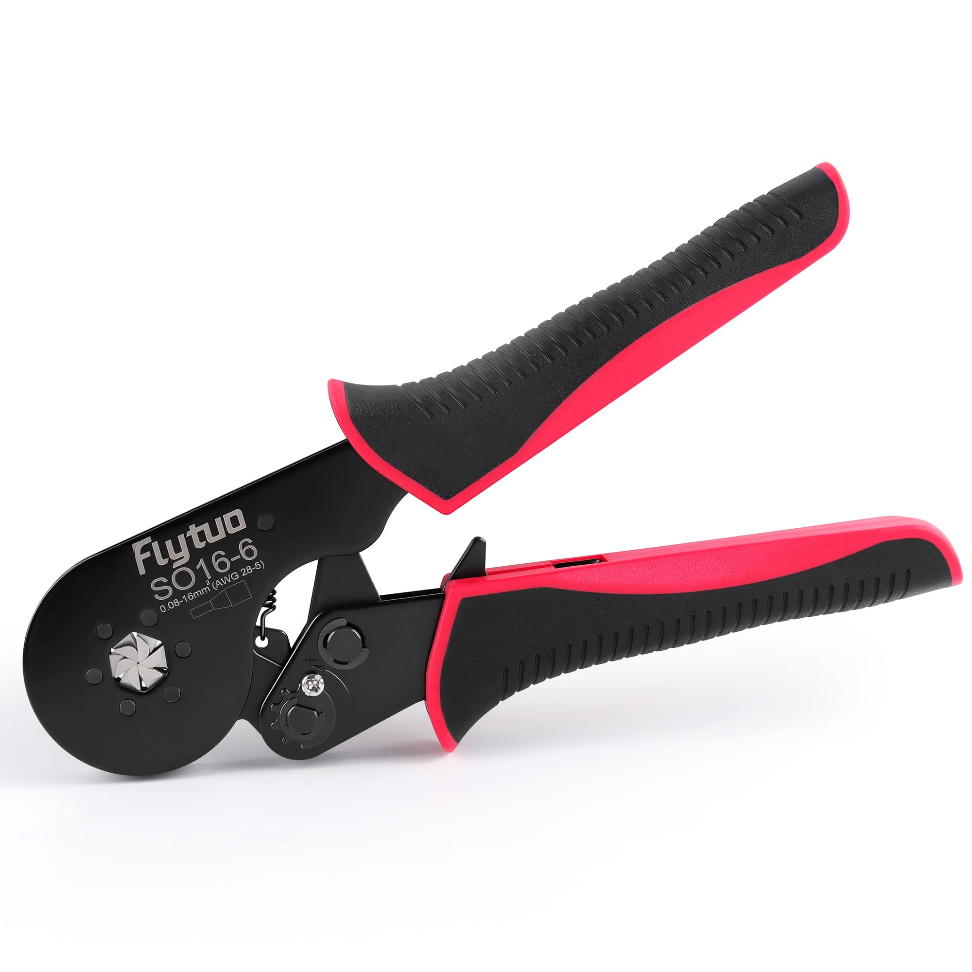 Flyduo Hexagonal Ferrule Crimping Tool - Suitable for 0.08-16mm ² (AWG 28-5) Adjustable Ratchet Crimping Tool for Cable End Sleeves and Wire Ferrules