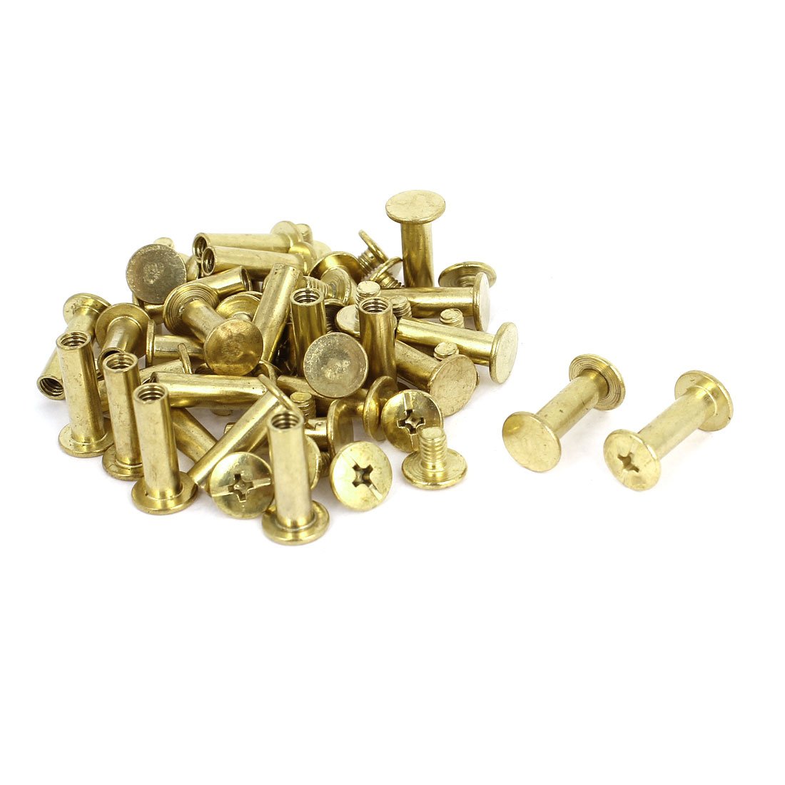 Scrapbook Leather 5x15mm Brass Plated Binding Chicago Screw Post 30pcs