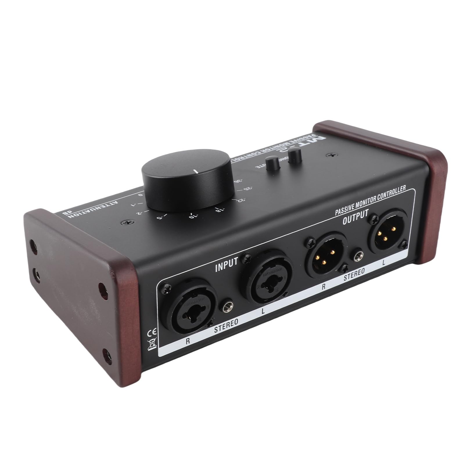 Leapiture Passive Monitor Controller, Passive Studio Monitor Controller with XLR and 3.5mm Interface Large Volume Knob Mute Control Passive Stereo Volume Controller