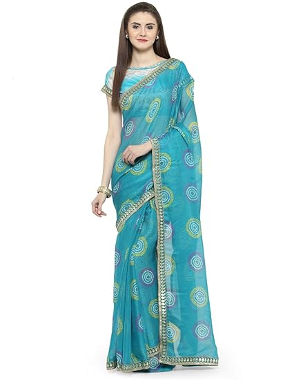 Womens Chiffon Saree With Blouse Piece (PNIHARI1003SSSR1_Blue)