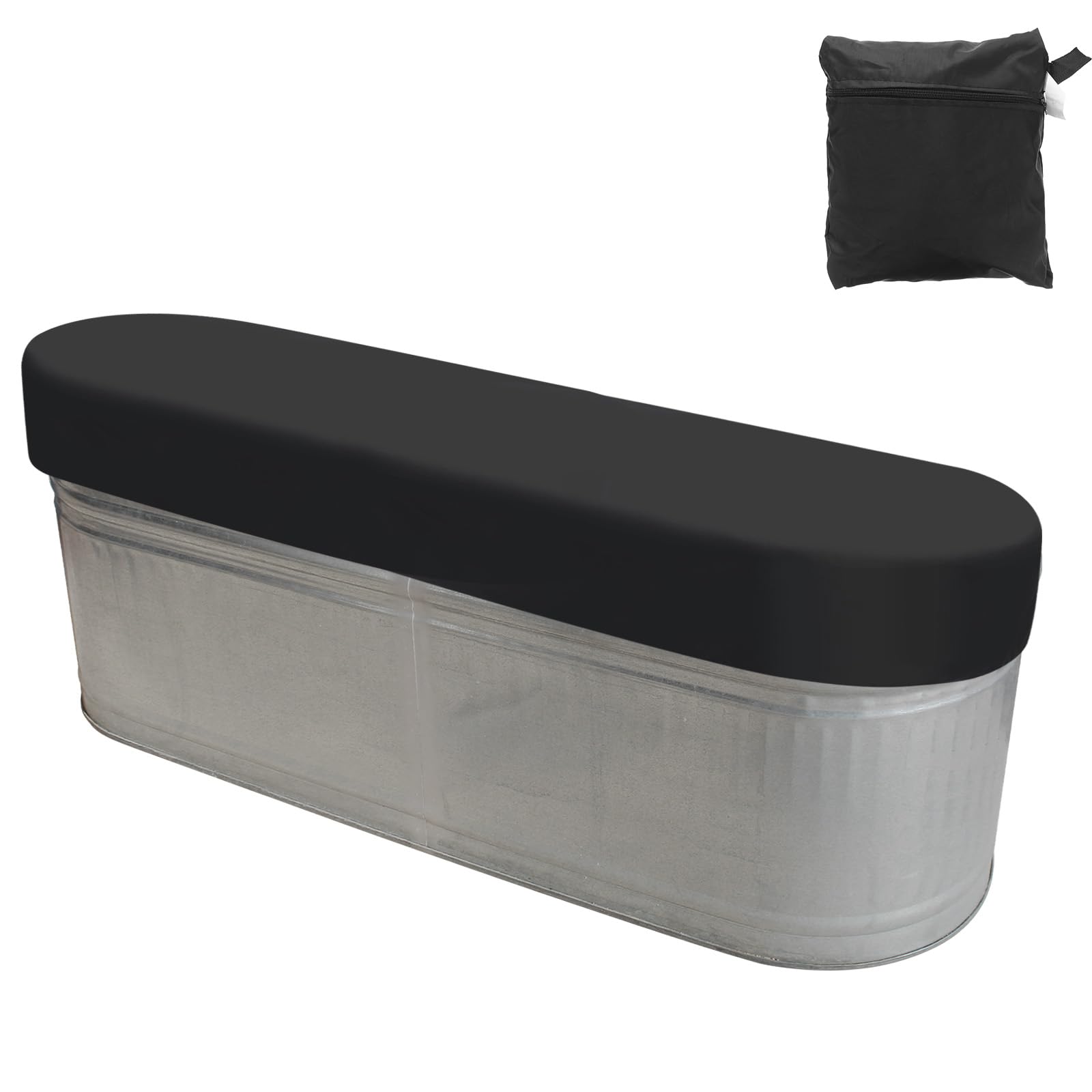 PATIKIL 8Ft Oval Tank Pool Cover, Waterproof Dustproof 420D Oxford SPA Bath Pool Cover Protector for Hot Tub Outdoor Indoor, Black