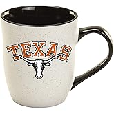RFSJ Texas Longhorns Ceramic 16oz Granite Mug – Official Team Logo Coffee Cup with Colored Interior and Handle – Handwash Recommended – Individually Boxed