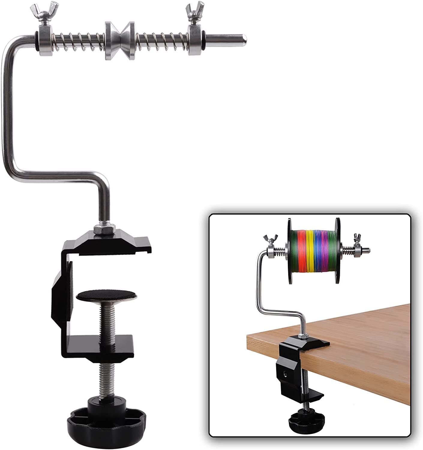 Fishing Line Spooler Portable Reel Winder Machine Adjustable Spooler Line Winder Spool System Fishing Tool Tackle Accessories(Clamp Style)