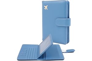 Deziliao Passport Holder for Women and Men, Passport Holder Card Slots, RFID Blocking Passport Wallet, Travel Essentials Cute Passport Cover Passport Case (Blue)