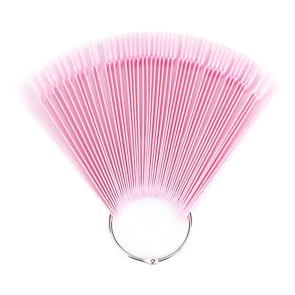 Nail Art Practice Tips, 50Pcs/Bag Fan Shaped Detachable False Nail Art Tips, Nail Polish Display Sticks, Manicure Practice Tools, Pink