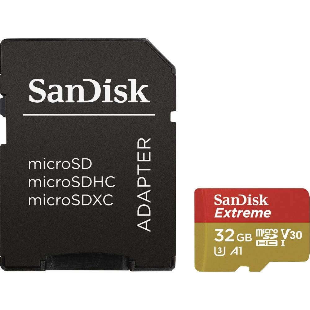 SanDisk Extreme 32 GB microSDhC Memory Card for Action Cameras and Drones with A1 App Performance up to 100 MB/s, Class 10, U3, V30
