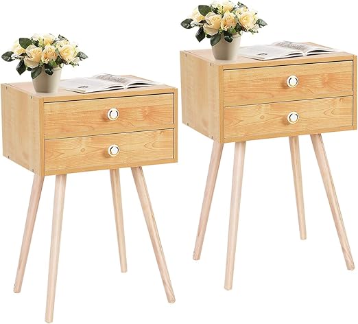 Amazon Com Giantex Nightstand W 2 Drawers For Bedroom Living Room