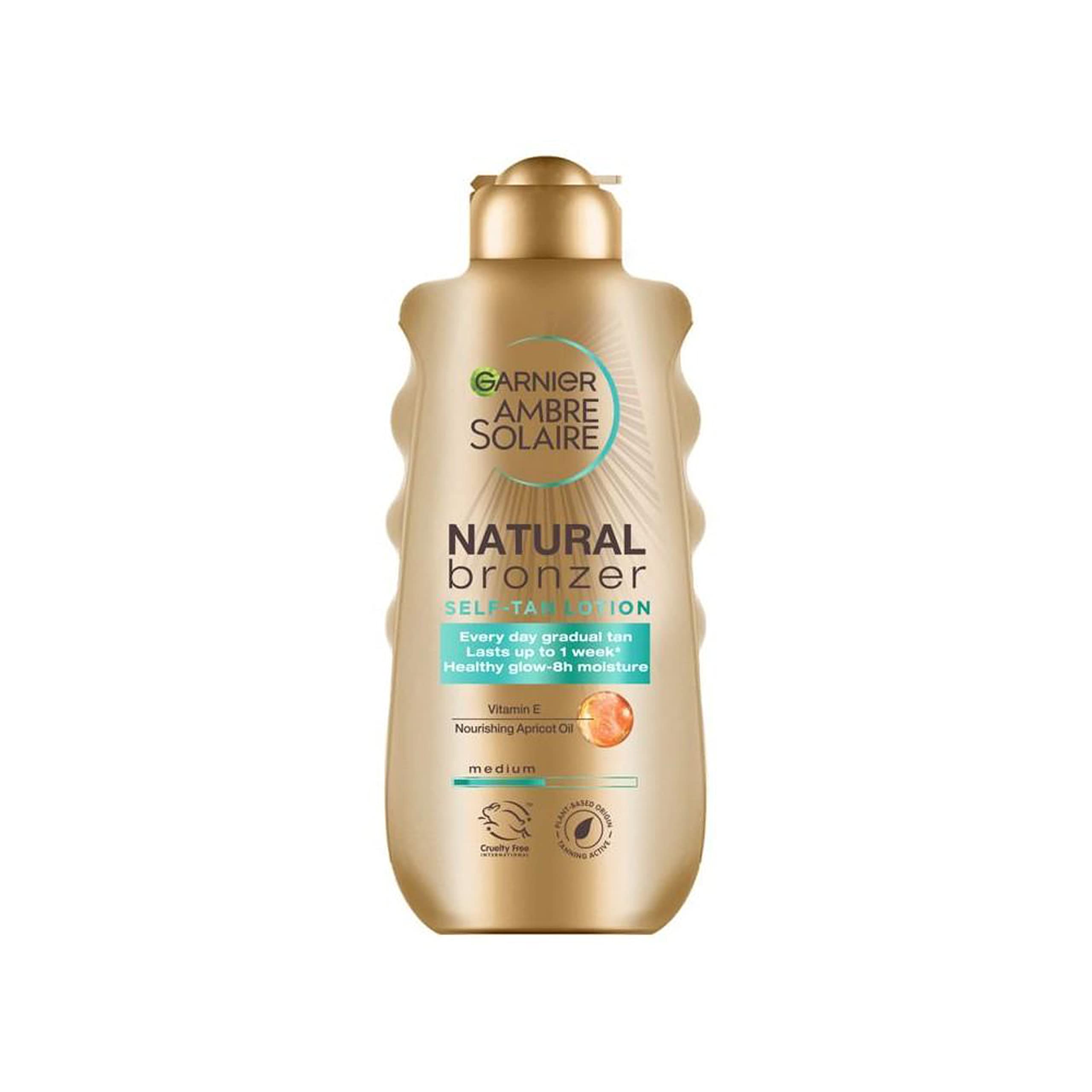 Garnier Ambre Solaire Natural Bronzer Easy Self Tan Lotion, natural & streak free fake tan, hydrates & nourishes skin with Apricot Oil & Vitamin E, graudal tan & glow, lasts up to 1 week, 175ml