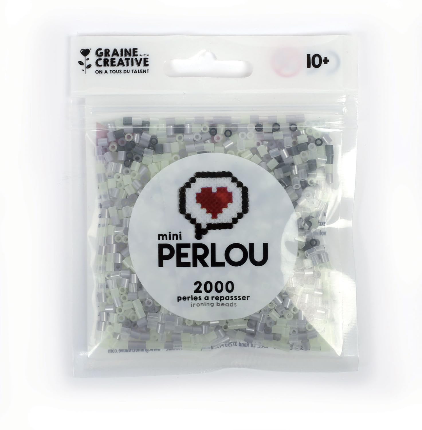 Graine Créative Mini Beads Pack of 4 Transparent Phospho Grey