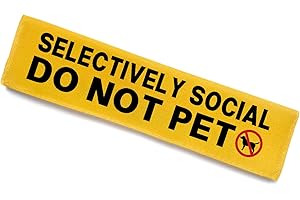 KISJO Selectively Social Do Not Pet Dog Leash Sleeve, Funny Yellow Dog Leash Wrap Alert Hanging ID Patch Tag, Do Not Pet Leash Sleeve Service Dog Leash Sleeve Pet Birthday Gifts for Dog Owners