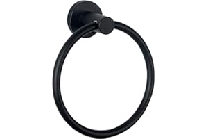 HouseAid Stainless Steel Towel Ring for Bathroom Hand Towel Holder Modern Circle Towel Hanger Round Towel Rack Wall Mounted Matte Black