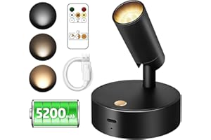 TAOMAND LED Spotlight Indoor | Ultra Large Capacity Battery | USB Rechargeable | Multi-Color | Remote Control | Easy-Operation Uplighting Indoor for Mural, Art, Plants, Hallway, Kitchen(1 Pack,Black)