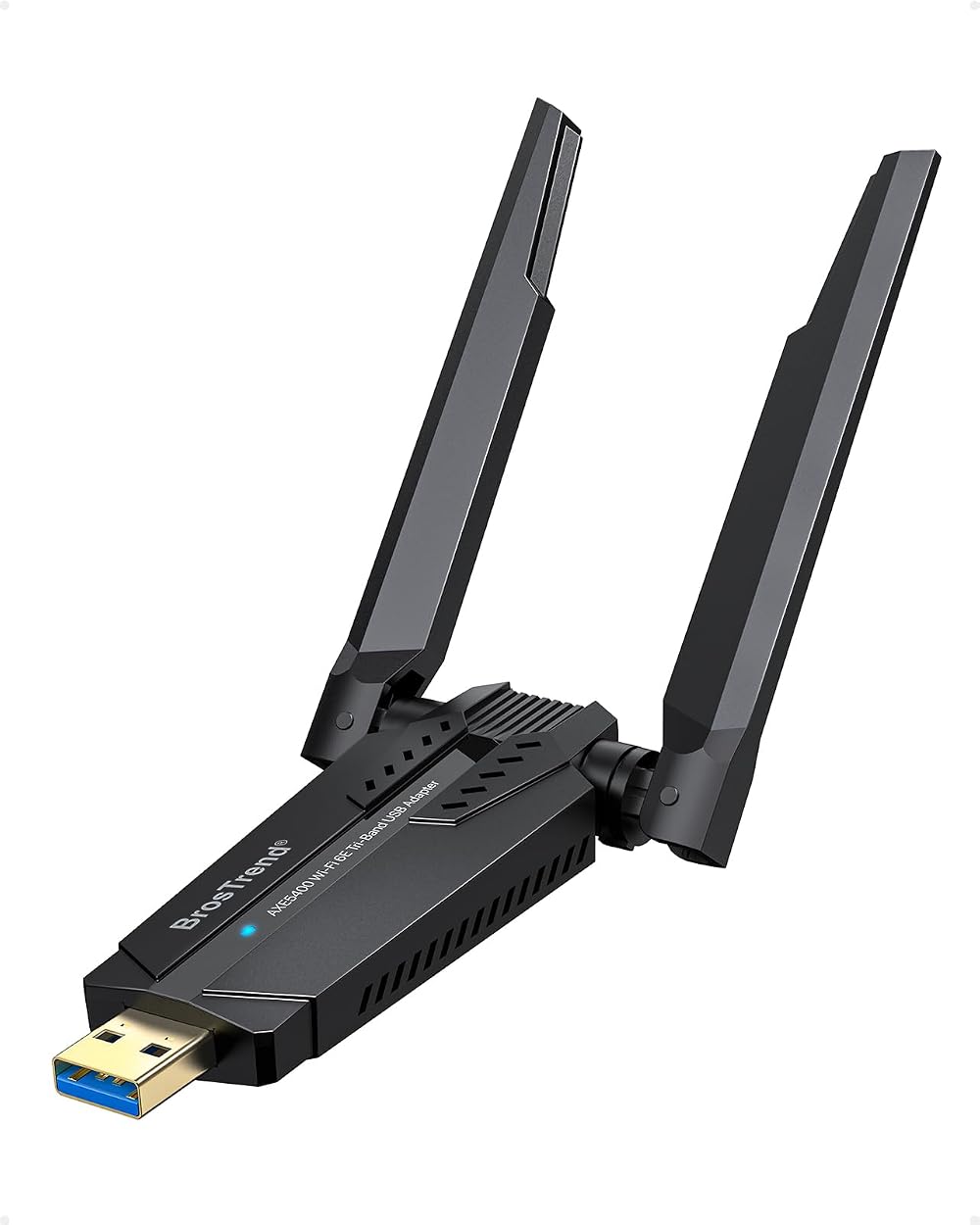 BrosTrend AXE5400 WiFi 6E USB Adapter Long Range Tri-Band 6GHz 5G 2.4G PC Win 11
