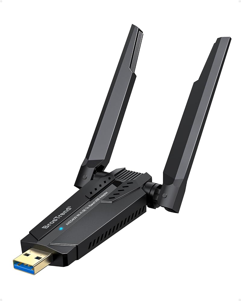 BrosTrend AXE5400 WiFi 6E USB Adapter Long Range Tri-Band 6GHz 5G 2.4G PC Win 11