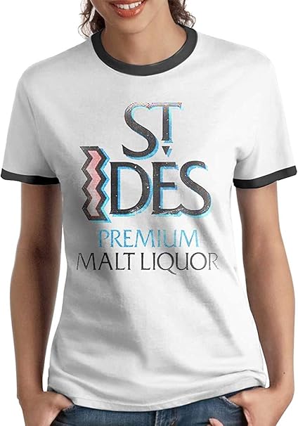 St Ides Malt Liquor Woman S Ringer Short Sleeve T Shirts Casual Fashion Print Tee Top Black Black L Amazon De Bekleidung