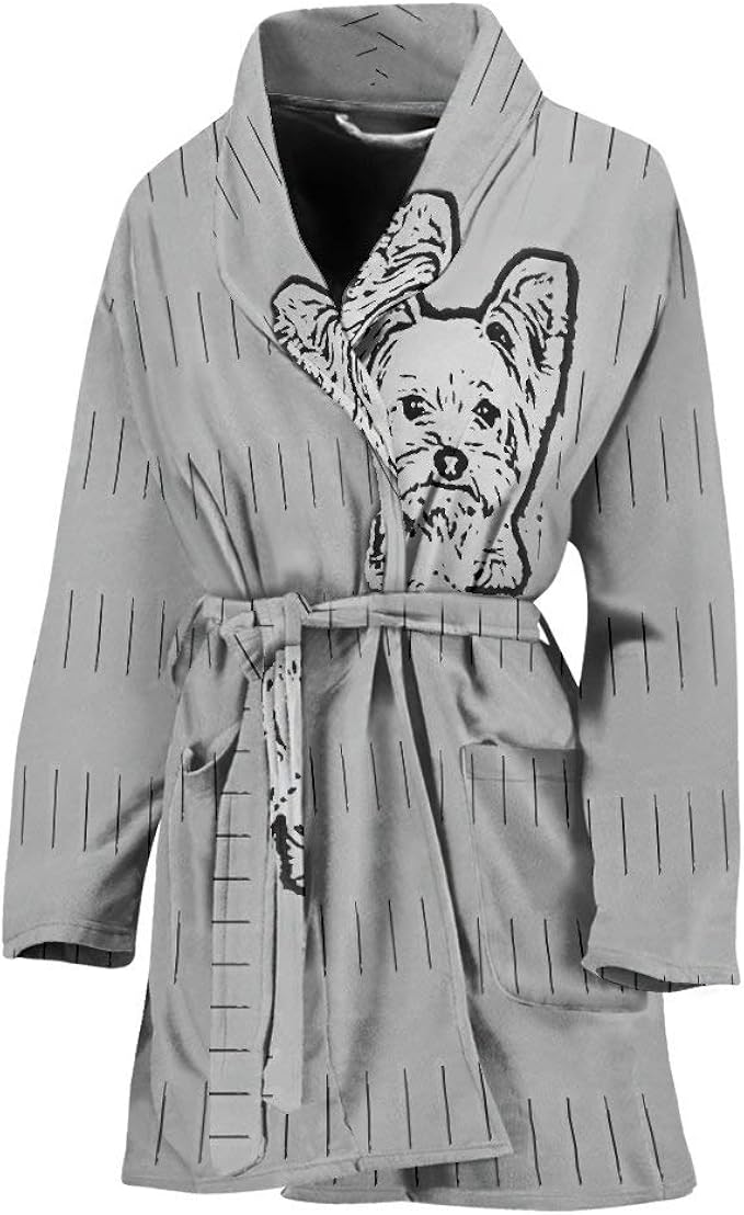 Yorkie Dog Print Women's Bath Robe at Amazon Women’s Clothing store