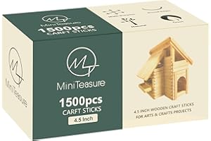 MiniTeasure 1500 PCS Popsicle Sticks, 4.5 Inch Craft Sticks Ice Cream Sticks Natural Wood Popsicle Craft Sticks Length Treat Sticks Ice Pop Sticks for DIY Crafts