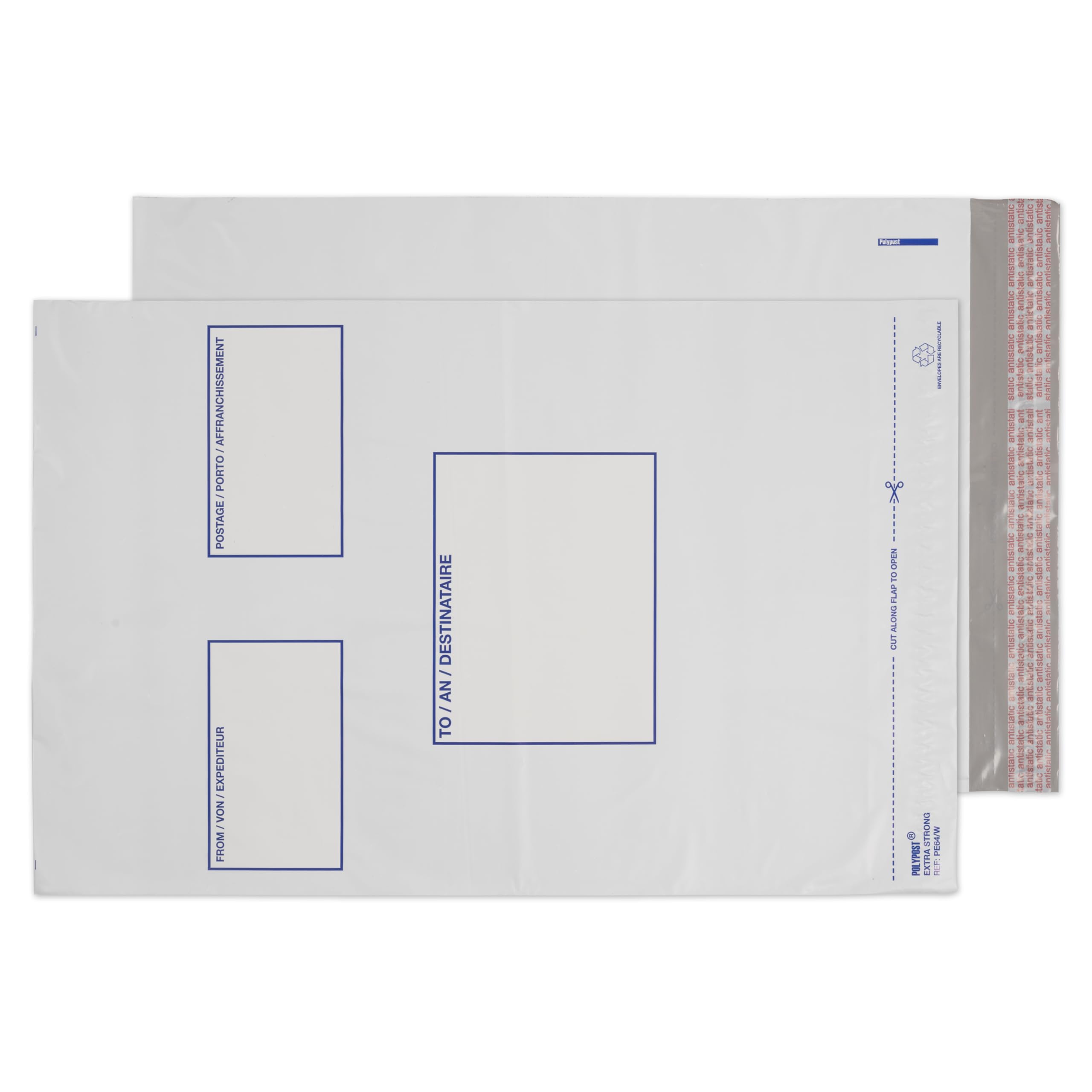 Blake Purely Packaging - White Parcel Bags C3+ (330 x 430mm) - Pack of 100 - Tamper Proof & Waterproof - 50 Micron - Peel & Seal Mailing Bags with Address - Postage Bags/Shipping Bags (PE64/W/100)