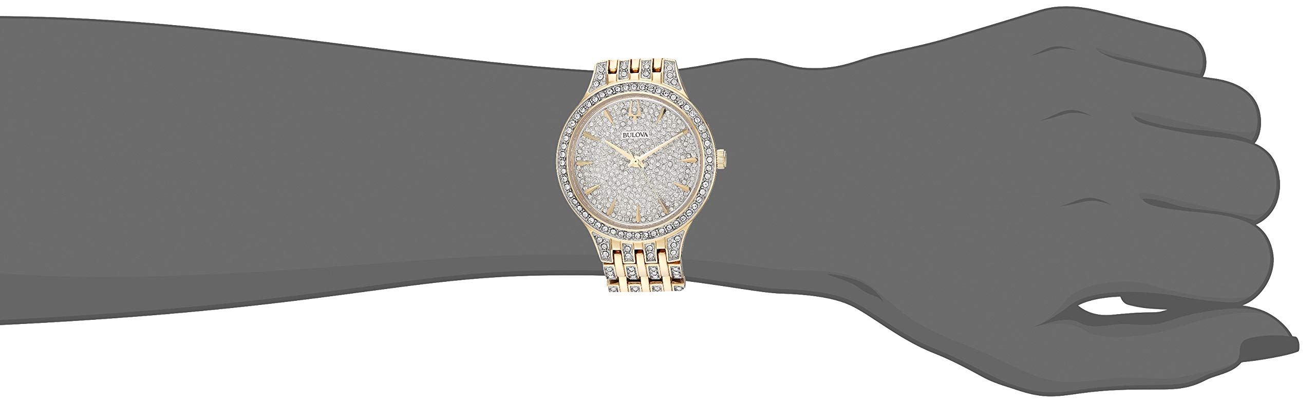 Bulova Ladies' Crystal Phantom Gold Tone Stainless Steel 2-Hand Quartz Watch, 440 Crystals and Pave Dial Style: 98L263