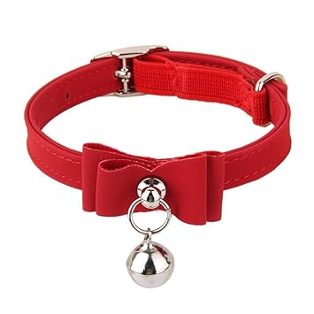 Electomania Textile Adjustable Pet Safety Collar Bell Buckle Neck Strap (Red)
