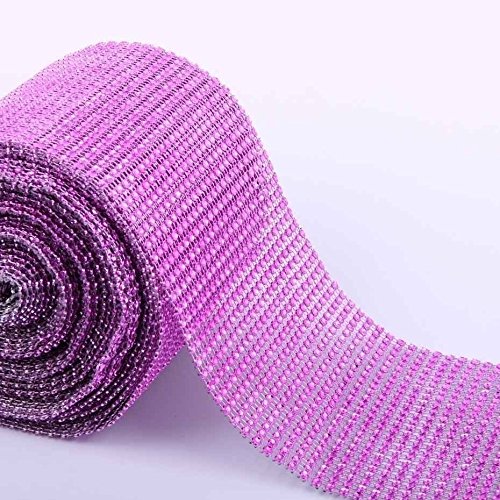 Fuchsia Rhinestone Diamond Style Arts and Crafts Decorating Mesh Ribbon Roll (4.75" x 10 Yards, 24 Row, 1 Roll)