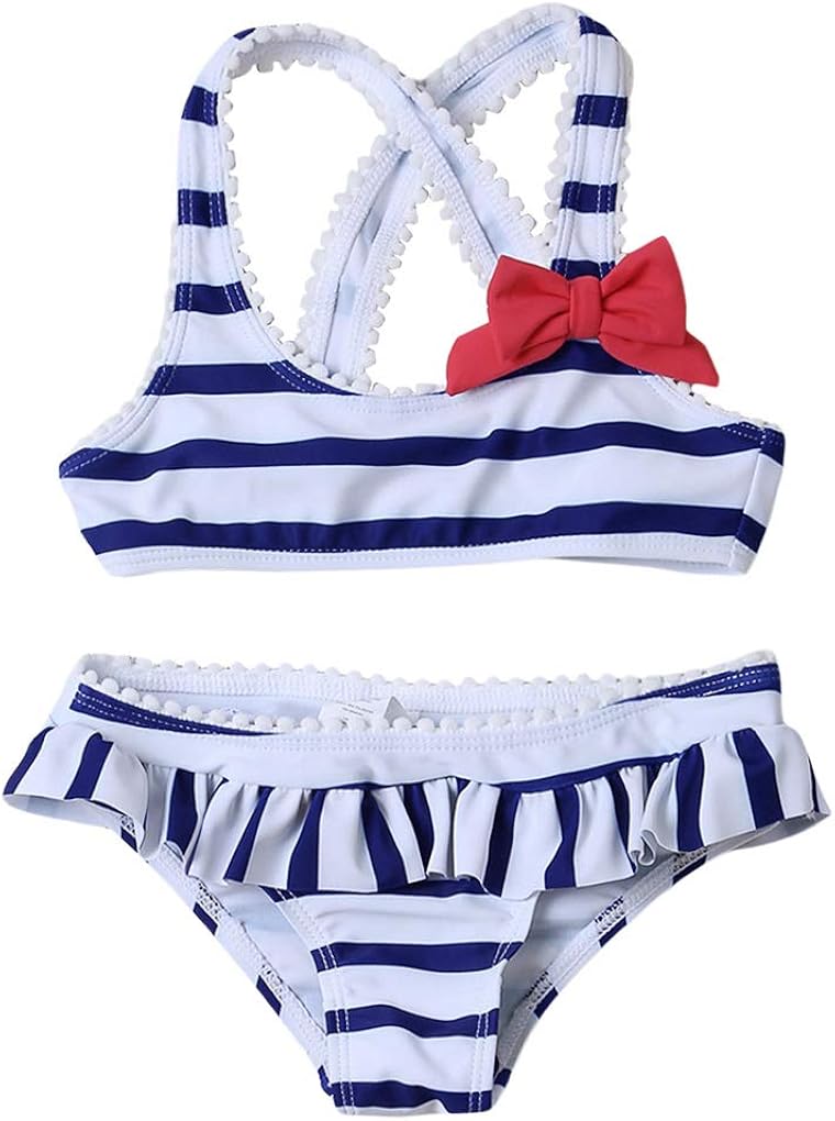PARICI Girls Star Printed Ruffle Swimsuit Two Pieces Swimwear Bikini Size 4-8Y