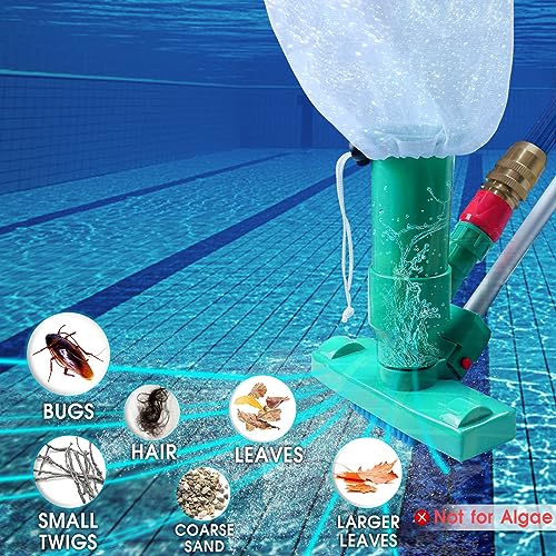 POOLWHALE Portable Pool Vacuum Jet Underwater Cleaner W/Brush,Bag,6