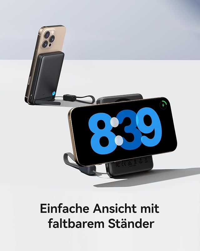 für MagSafe Qi2 15W Powerbank, Ultraschlank 10000mAh Externe Handyakku