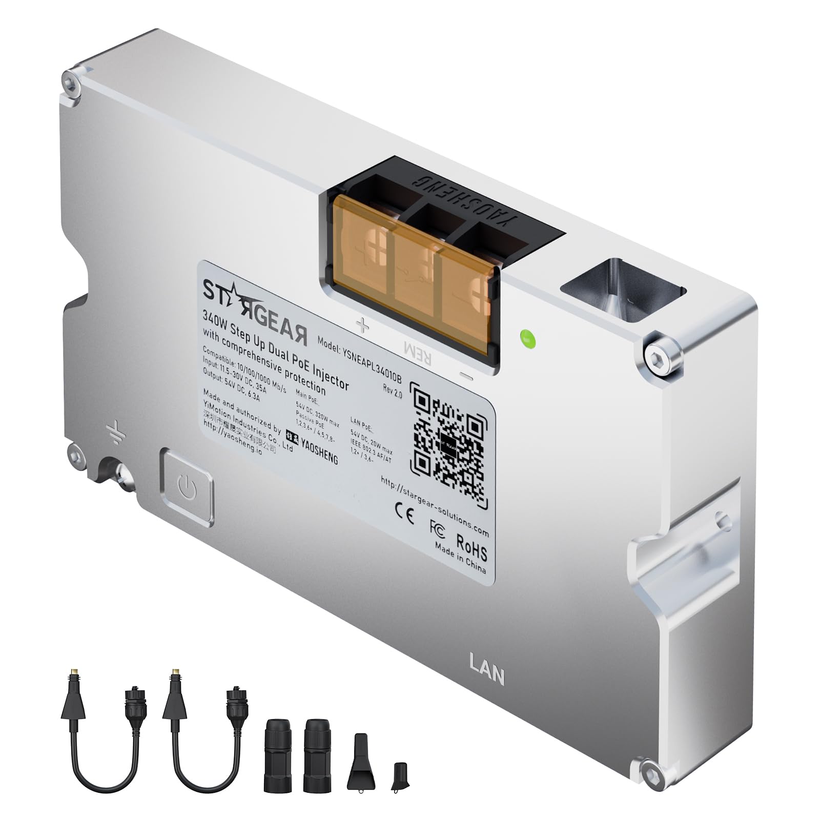 Photo 1 of STARGEAR Starlink 340W Double PoE Injector Converter + Starlink Cable to RJ45 Coupler Kits for Starlink Flat High Performance, 12V/24V Power Solution, Reliable and Easy Setup