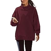 Yanekop Womens Mock Turtleneck Sweatshirt Oversized Turtle Necks Tops Casual Long Sleeve Pullover Sweatshirts Outfits