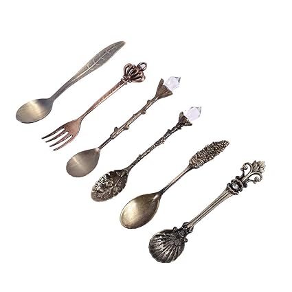 Haihuic 6pcs Cuchara de café/cucharadita Estilo Royal Vintage Postre/Bebida/Mezcla/