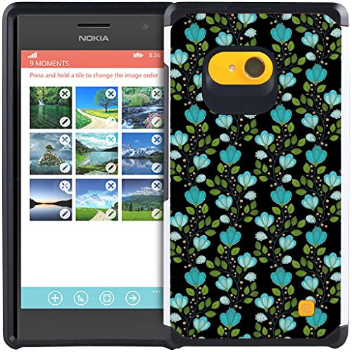 Lumia 730 / Lumia 735 Case - Armatus Gear (TM) Slim Hybrid Armor Case Dual Protective Phone Cover for Microsoft Nokia Lumia 730 / Lumia 735 - Sea Floral