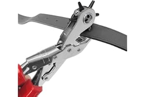 WISEUP Belt Punch, Rotary Punch Pliers Set, Heavy Duty 6 Multi-Hole Sizes Leather Punch for Leather, Belts, Dog Collars, Bags, DIY Punching Tools