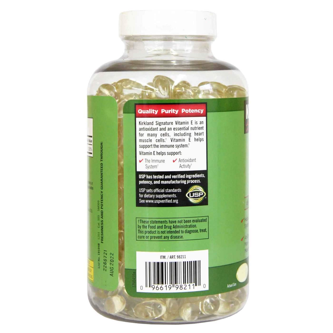 Kirkland Signature Vitamin E 400 I.U. 500 Softgels, Bottle Buy Online