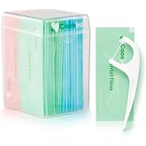 COCOBURI 50ct Individually Wrapped Dental Floss Picks-Flossers for Adults，Disposable Dental Floss Singles Bag with Handy Case for Travel,AirbnbHotel, Restaurant, Office, Car, Wedding，Business Trips
