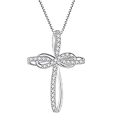 SeiMios 925 Sterling Silver Cross Necklace for Women Twisted Infinity Cross Birthstone Pendant Necklaces