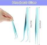 Mozeat Lens Craft Tweezers 2Pcs Stainless Steel Straight Curved Tips Kit view 3