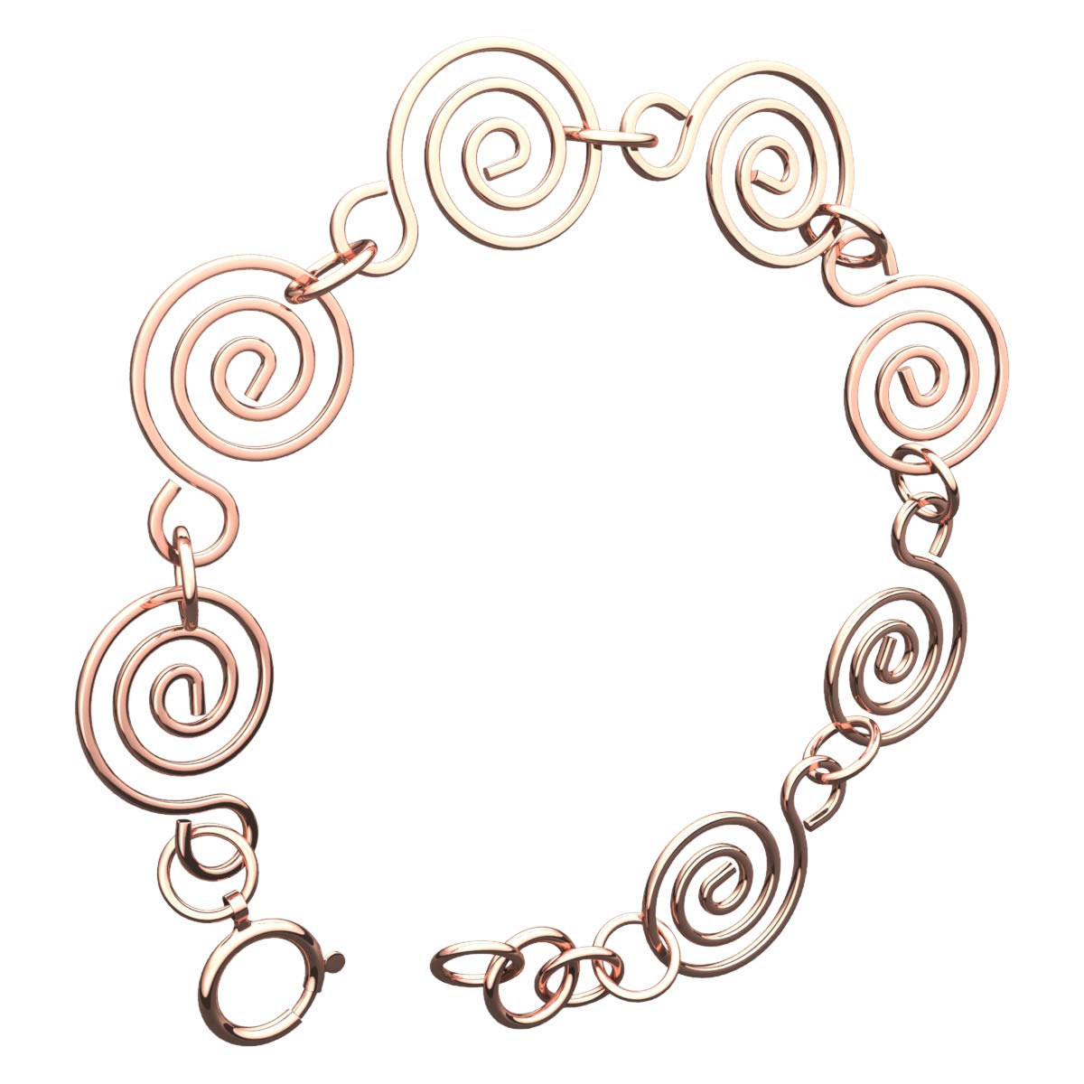 GWG Jewellery Bracelet 18K Rose Gold Coated Chain of 7 Spirals Linked Together in Gift Box for Women
