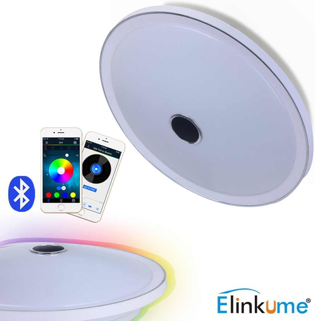 ELINKUME 24W Bluetooth RGB Control De Techo Lámpara Multi Color LED Con