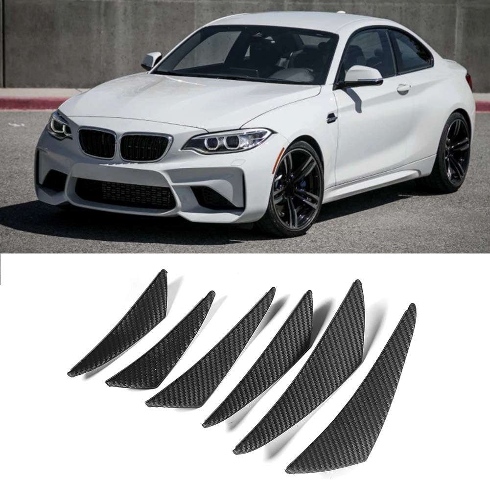 Universal Car Bumper Fin Canard Splitter Diffuser, 6 Pieces, Carbon Fiber Texture, PVC Material, Black, Multiple Sizes - Image 5