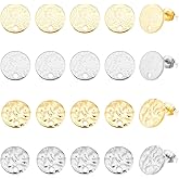 UNICRAFTALE 40 Pcs 2 Colors 2 Styles Stainless Steel Stud Earring Findings with Earring Backs Textured Flat Round Stud Earring Metal Post Earring for DIY Earrings Jewellery Making