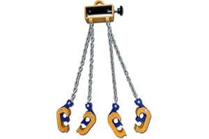 YANBORUI 2Ton Barrel Lifting Chain for Plastic & Steel Drums 、4410LBS 20in Length, 4 Hooks Chain Drum Lifter Barrel clamp for 55 Gallon Drum Lifting Device Fits for Crane, Forklift【2T- 4Hooks】