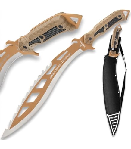 Amazon.com: USMC Desert OPS Sawback Machete with Shoulder Strap