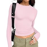 Trendy Queen Womens Long Sleeve T Shirts Fall Fashion 2026 Basic Crop Tops Going Out Outfits Y2k Clothes