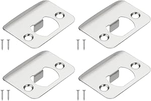 PATIKIL Door Strike Plate 2-1/4"x1-3/4",4 Pcs Round Corner Extended Lip Strike Plate, Universal Security Latch Strike Deadbol