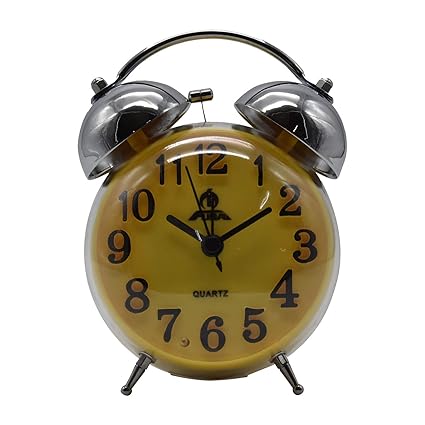 Twin Bell Alarm Clock, Round - Yellow
