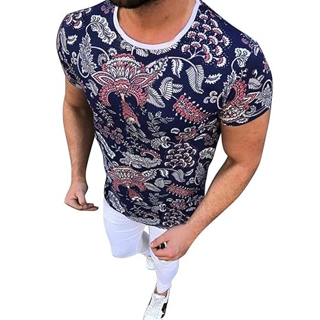 Herren T-Shirt Kurzarm Print Shirt Streifen Poloshirt Polohemd Mit Rundhalsausschnitt Sweatshirt Kurzarm Poloshirts